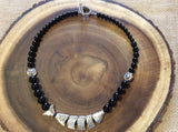 Black Onyx and Broken Fish Necklace