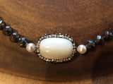 Hematite and Shell Pearl Necklace - Detail View