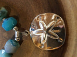 Agate and Sterling Sand Dollar Pendant Necklace - Pendant Detail