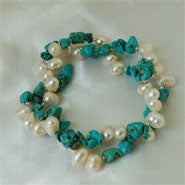 Freshwater Pearls & Turquoise Howlite Bracelet