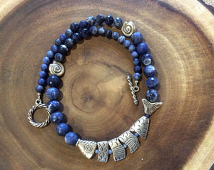Sodalite and Broken Fish Necklace